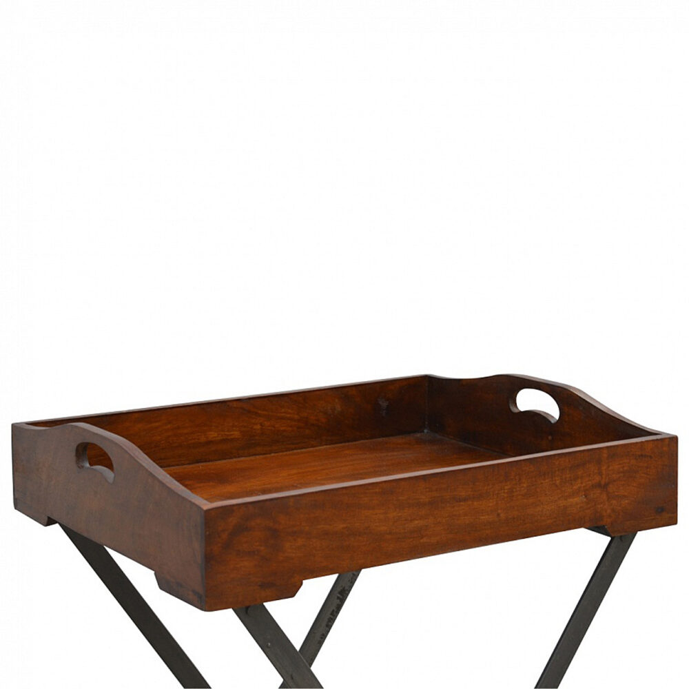 Wood Tray With Cross Iron Base dropshipping