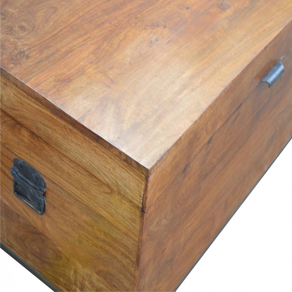 Industrial Wooden Storage Box with Metal Base dropshipping