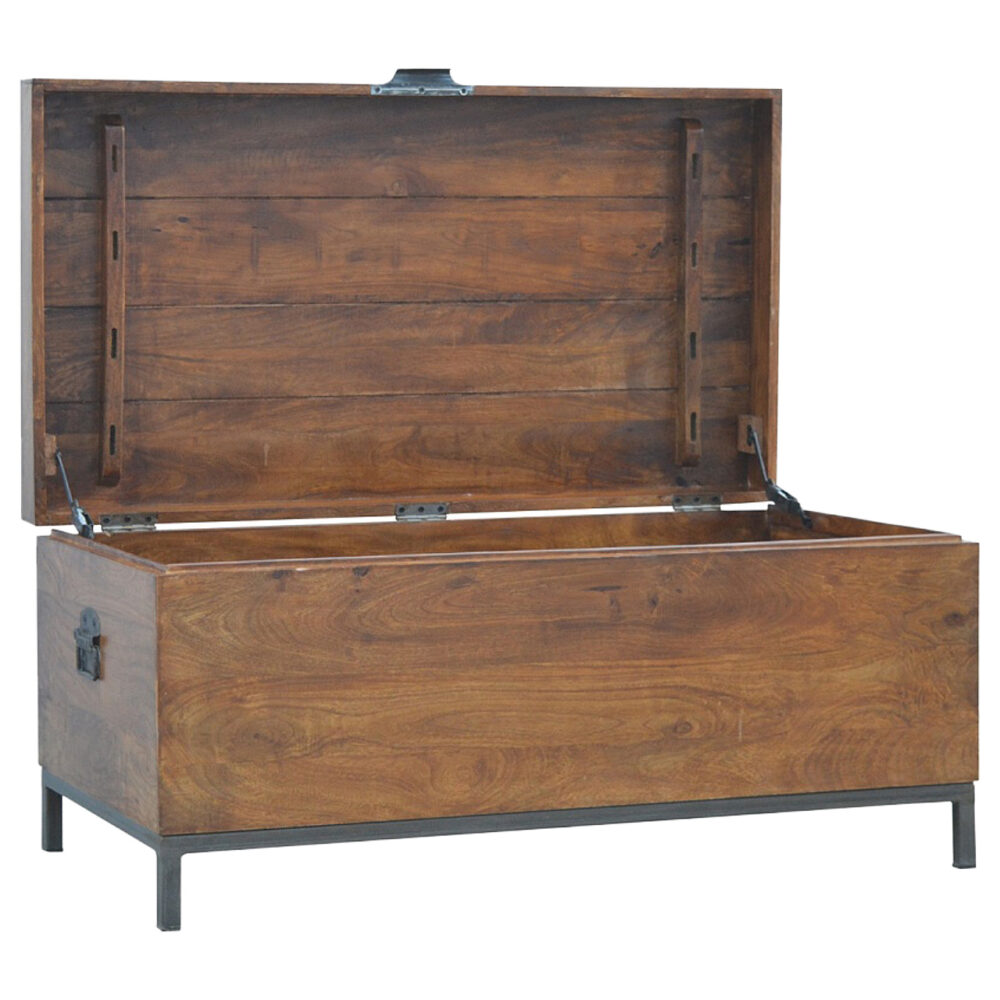 Industrial Wooden Storage Box with Metal Base for reselling