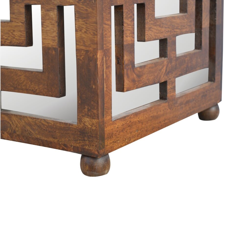 wholesale Hand Carved Square Footstool with Linen Seat Pad for resale