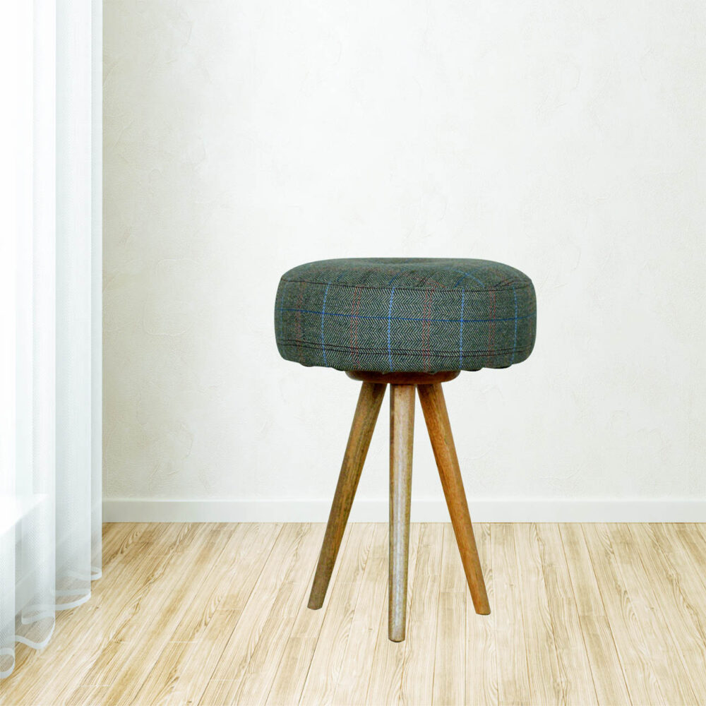 Tripod Stool with Tweed Seat Pad for resell