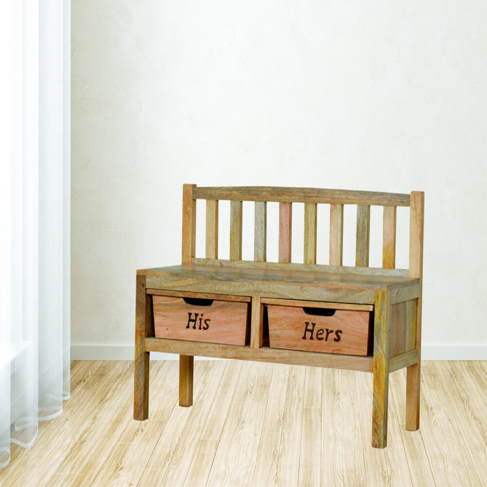 'His & Hers' Carved Storage Bench wholesalers