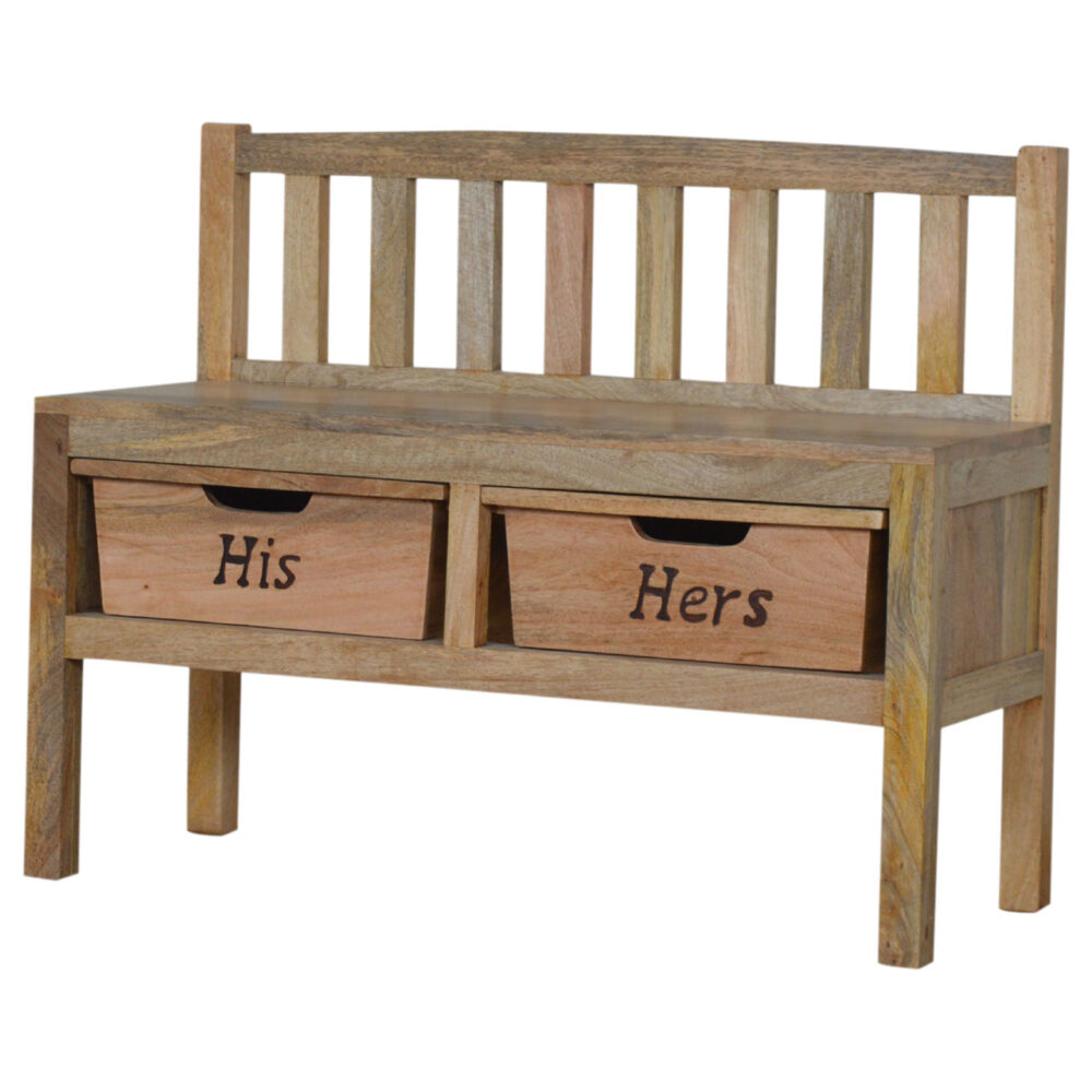 'His & Hers' Carved Storage Bench dropshipping