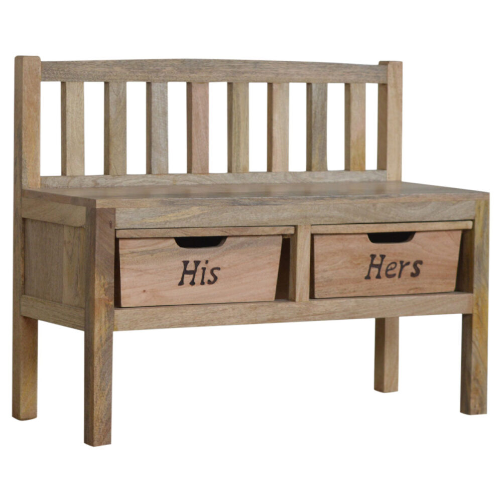 wholesale 'His & Hers' Carved Storage Bench for resale