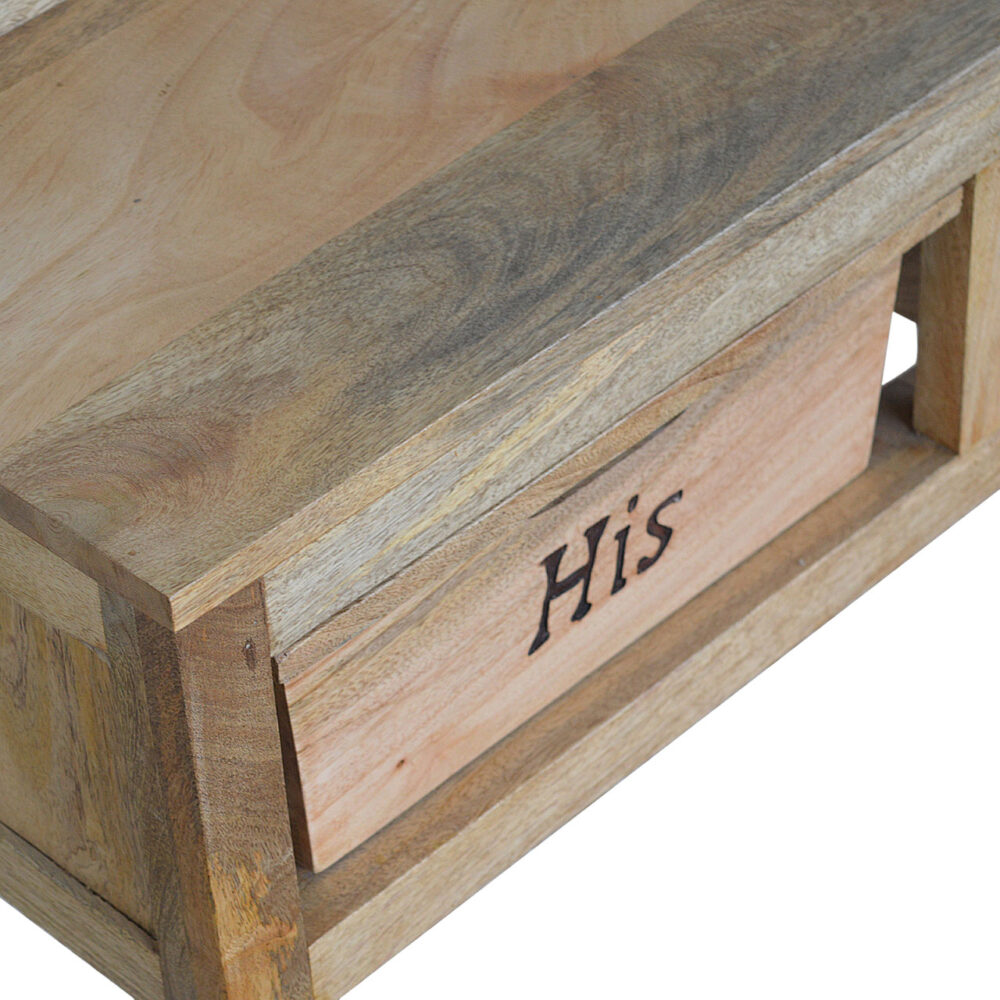 'His & Hers' Carved Storage Bench for resell