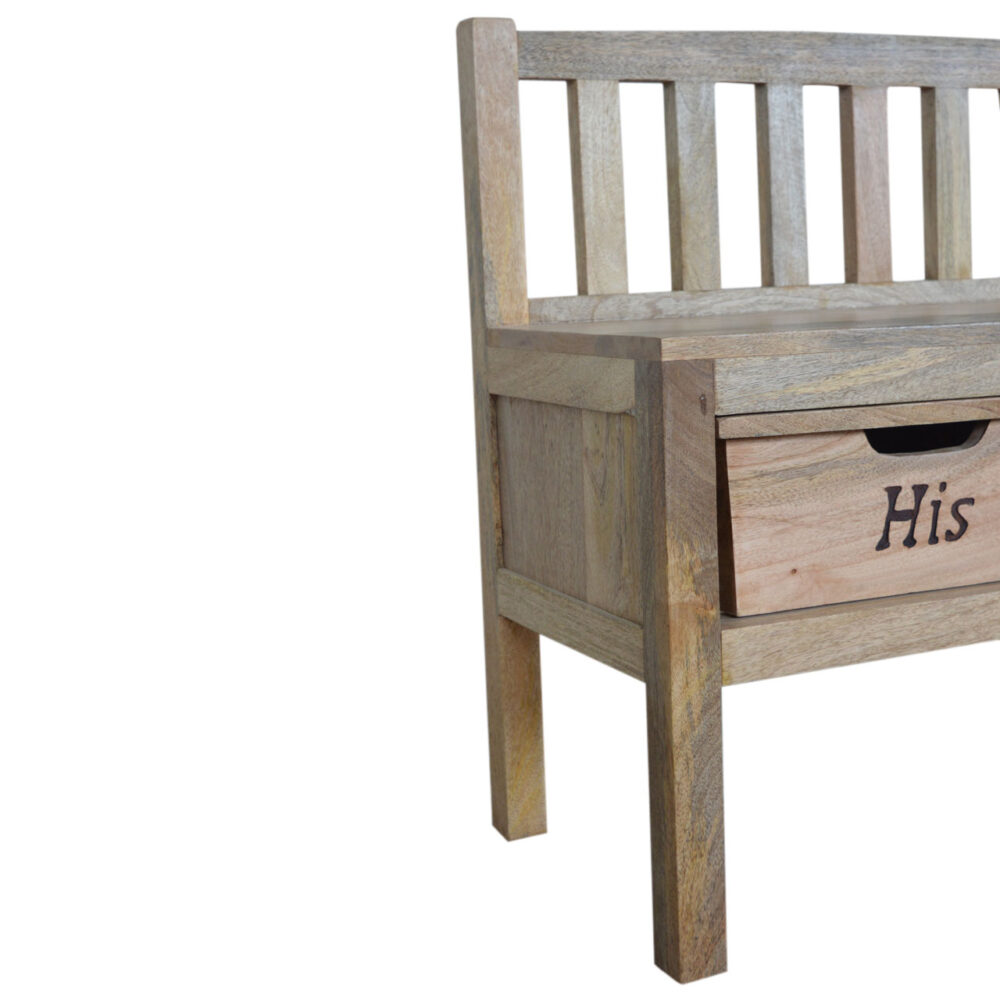 'His & Hers' Carved Storage Bench for reselling