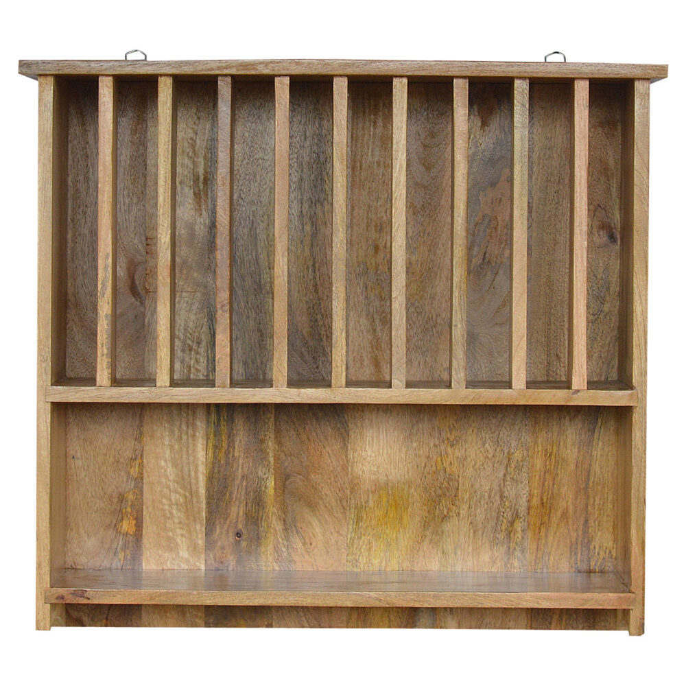 Wall Mounted Solid Wood Plate Rack with Shelf dropshipping
