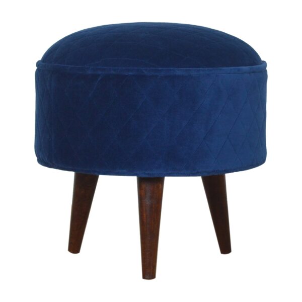 IN1013 - Quilted Royal Blue Velvet Nordic Style Footstool for resale