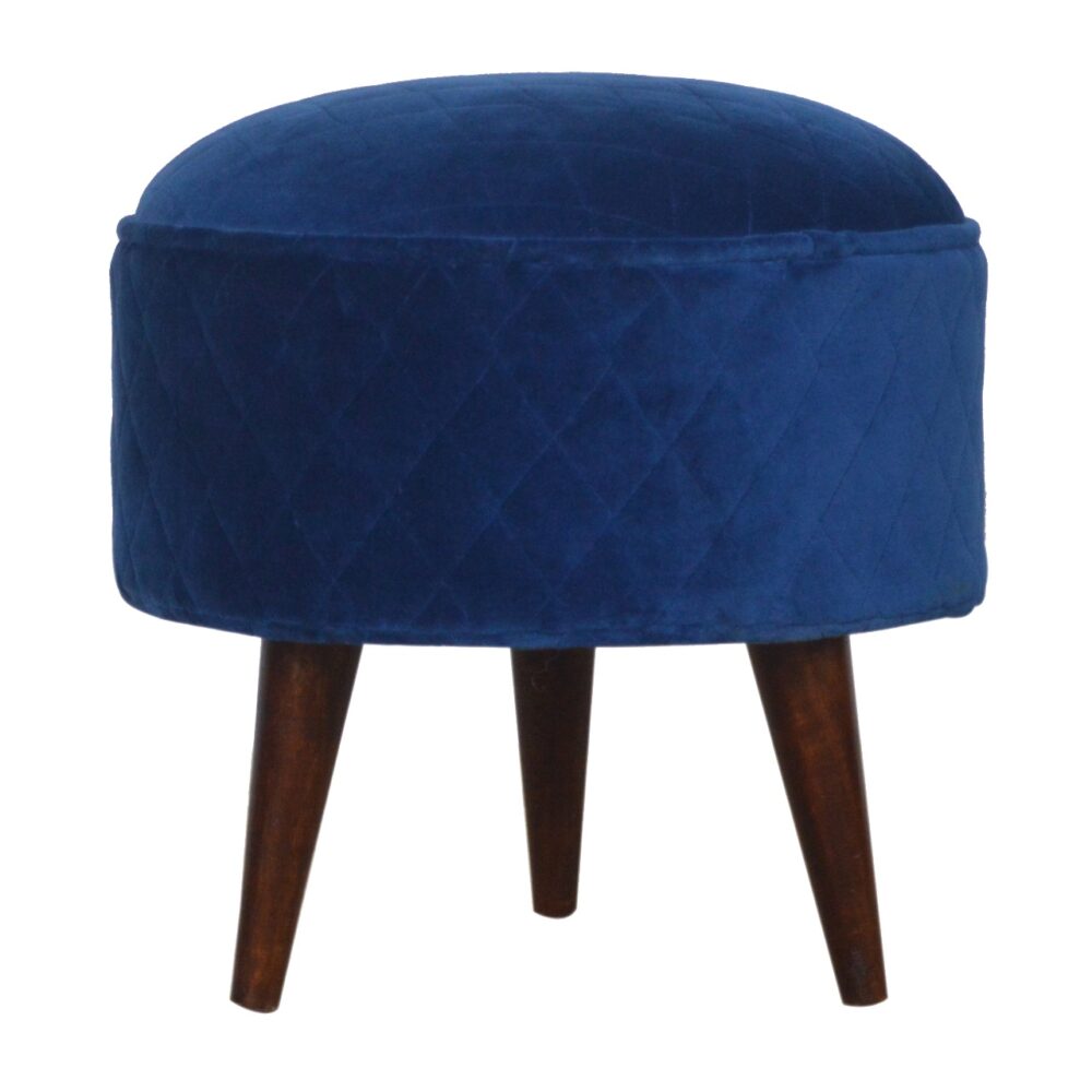 IN1013 - Quilted Royal Blue Velvet Nordic Style Footstool wholesalers