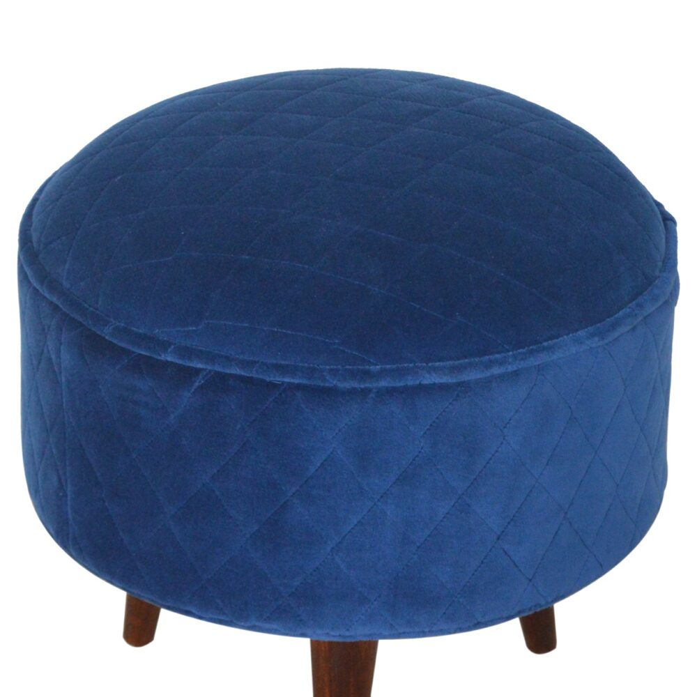 wholesale IN1013 - Quilted Royal Blue Velvet Nordic Style Footstool for resale