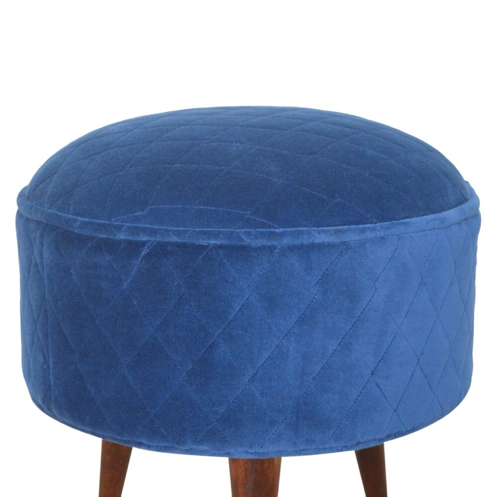 IN1013 - Quilted Royal Blue Velvet Nordic Style Footstool for resell