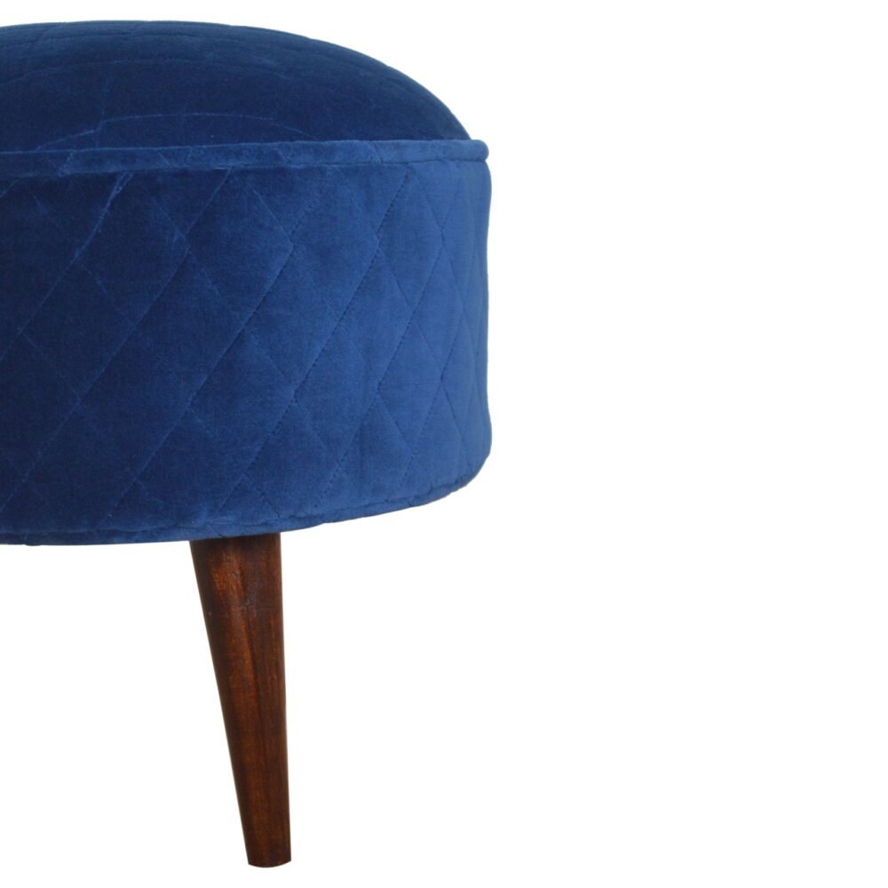 IN1013 - Quilted Royal Blue Velvet Nordic Style Footstool for reselling