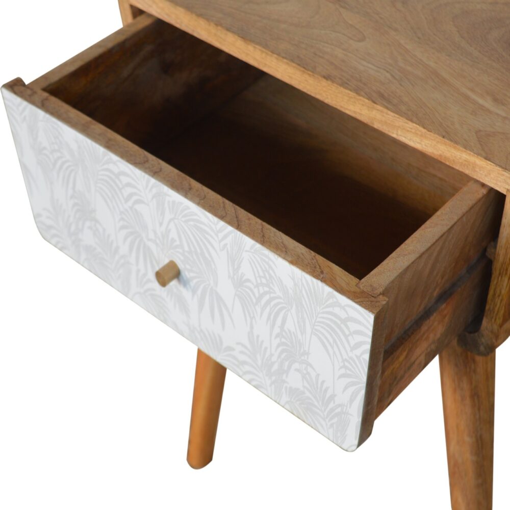 IN1015 - White Screen Printed Trape Bedside Table for resell