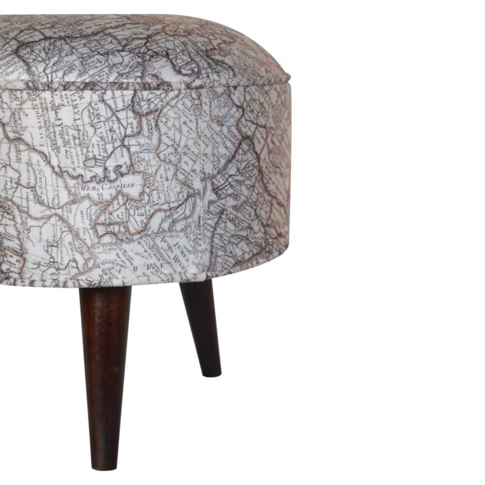 IN1017 - Map Printed Footstool dropshipping