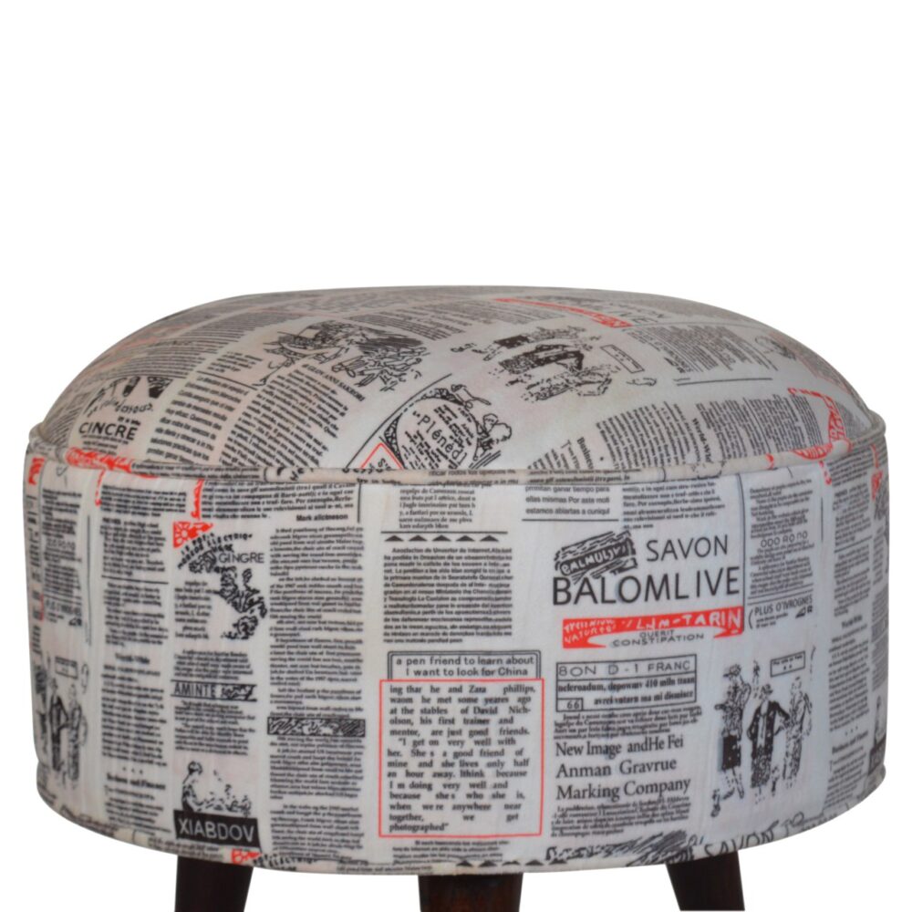 wholesale IN1018 - Round Footstool with News Print Velvet for resale