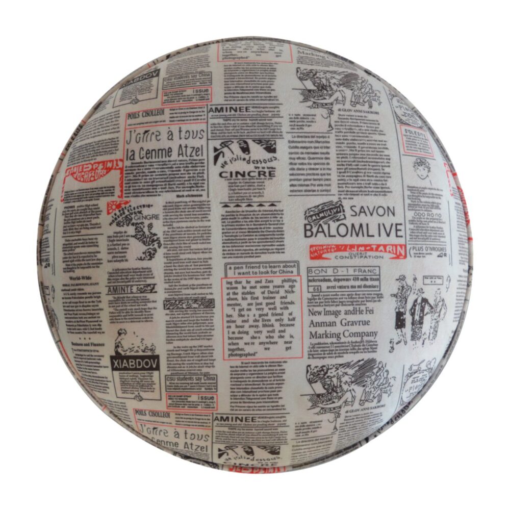 wholesale IN1018 - Round Footstool with News Print Velvet for resale