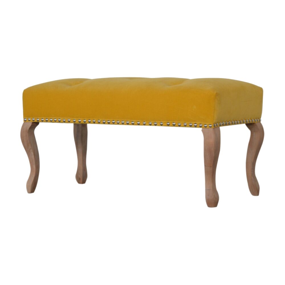 French Style Mustard Velvet Bench dropshipping