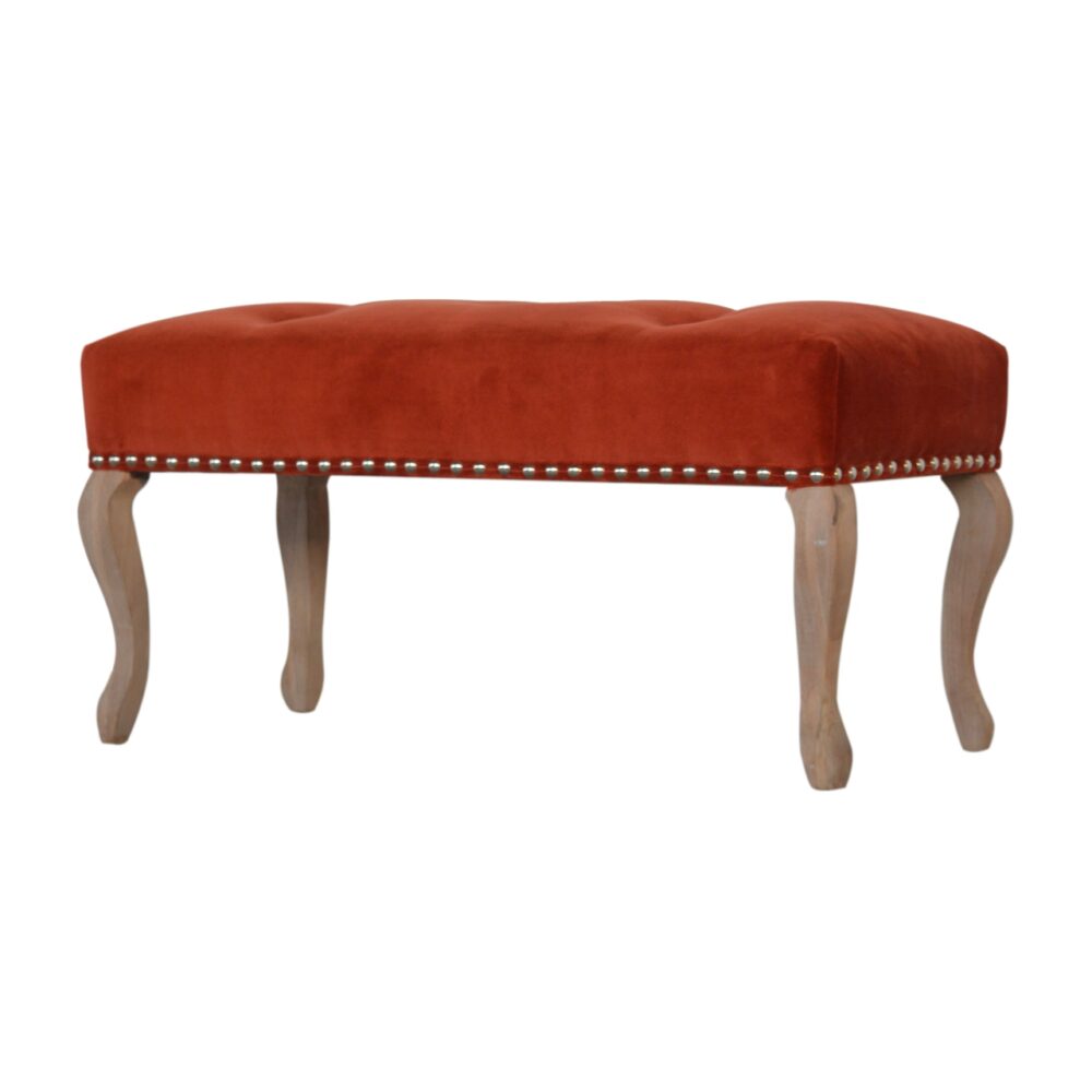 French Style Rust Velvet Bench dropshipping