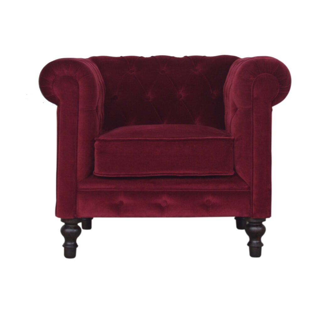 Wine Red Velvet Chesterfield Armchair wholesalers