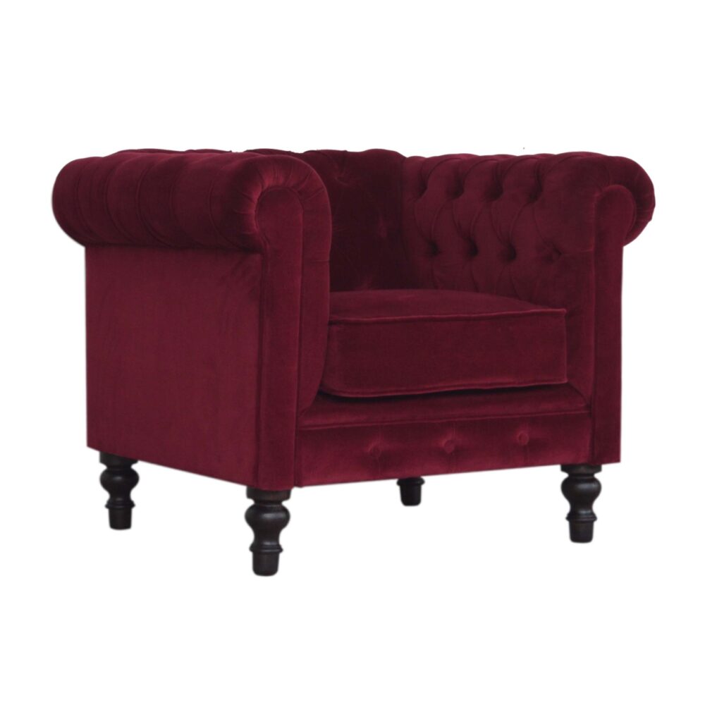 wholesale Wine Red Velvet Chesterfield Armchair for resale