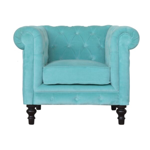 Turquoise Velvet Chesterfield Armchair for resale