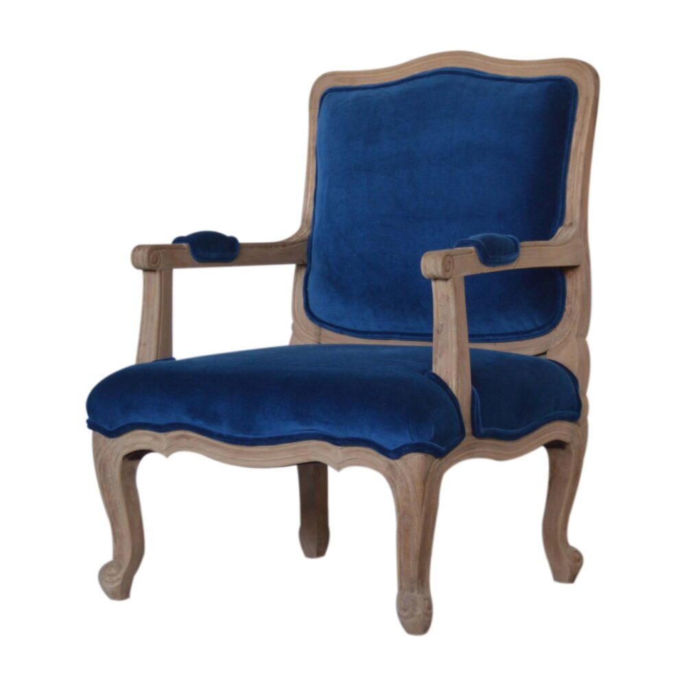 Royal Blue Velvet French Style Chair dropshipping