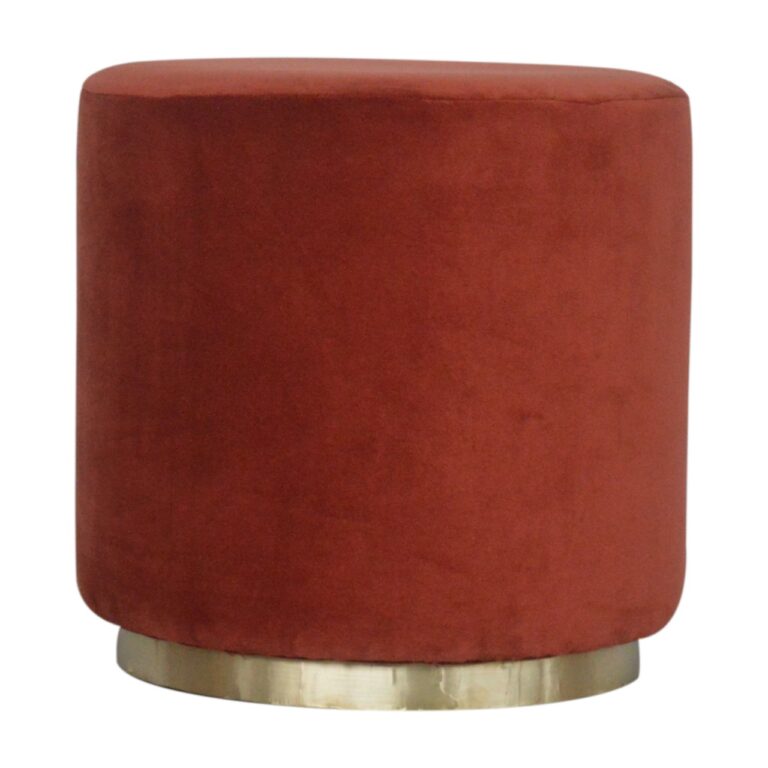 IN1428 - Brick Red Velvet Footstool with Gold Base for resale