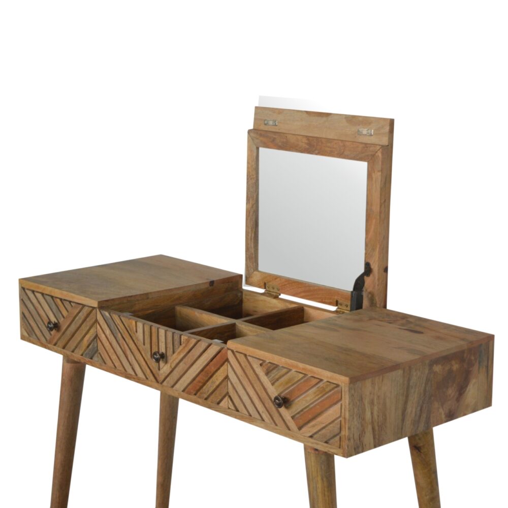 Line Carving Dressing Table with Foldable Mirror for resell