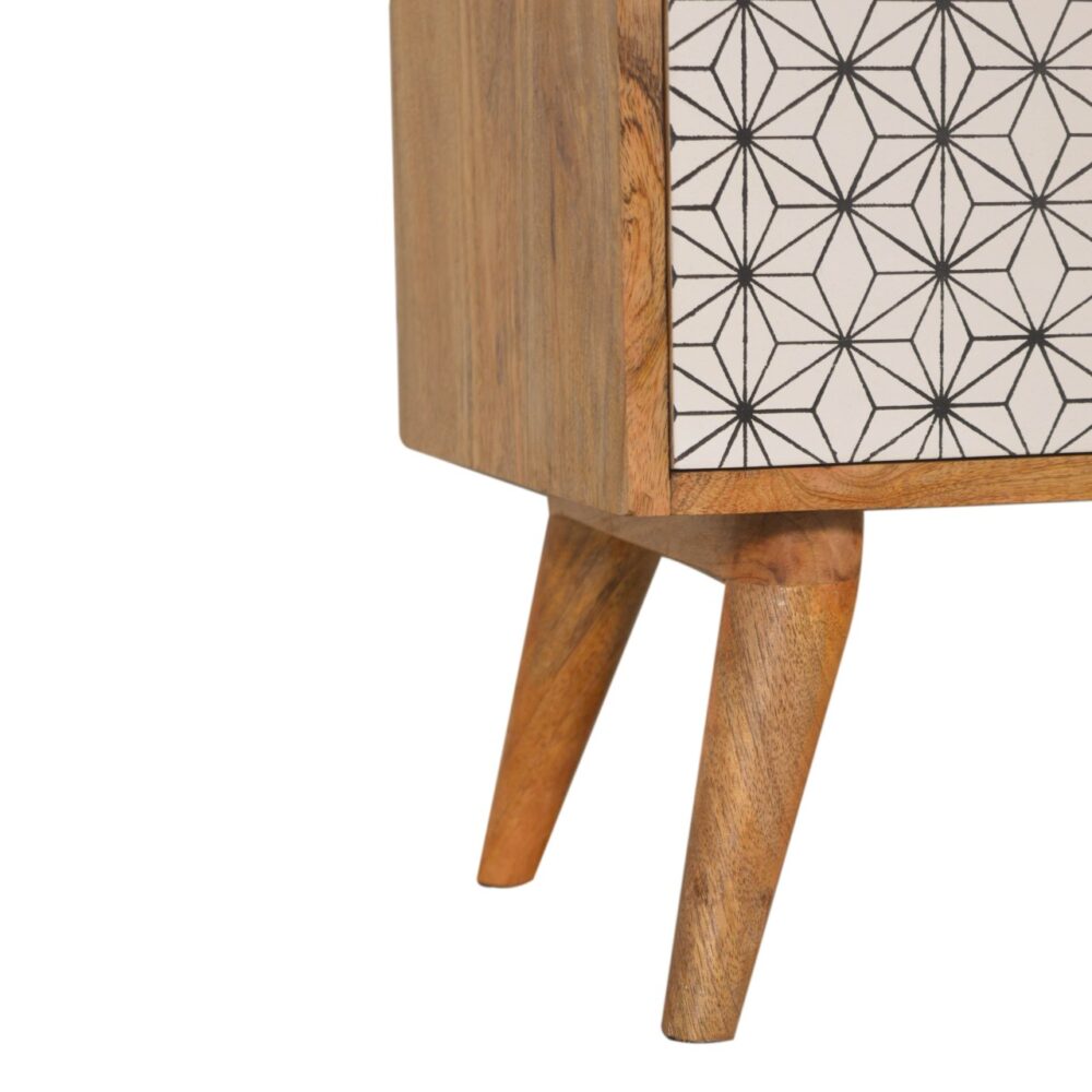 Geometric Screen Printed 2 Tone Bedside for wholesale