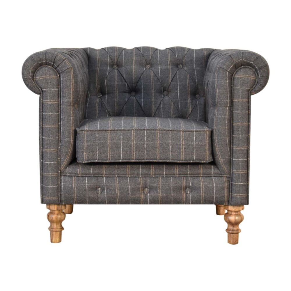 Pewter Tweed Chesterfield Armchair wholesalers