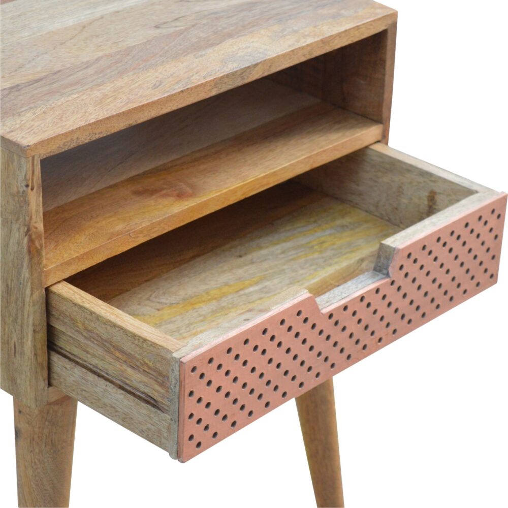 Perforated Copper Bedside with Open Slot for reselling
