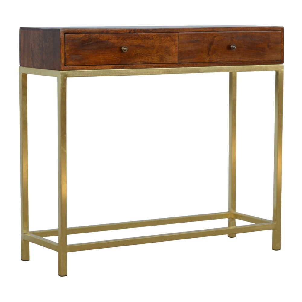 Industrial 2 Drawer Console Table with Iron Base wholesalers