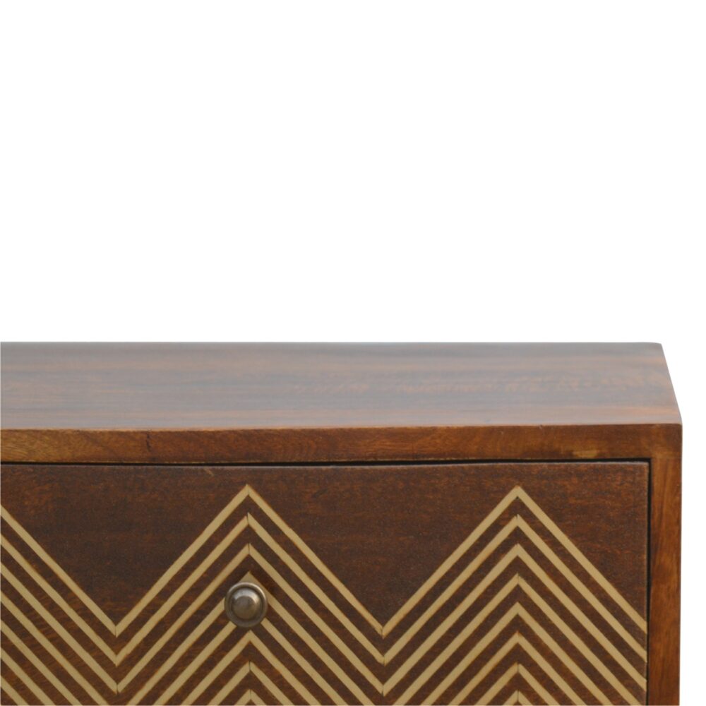 wholesale Brass Inlay Chevron Bedside with 3 Drawers for resale