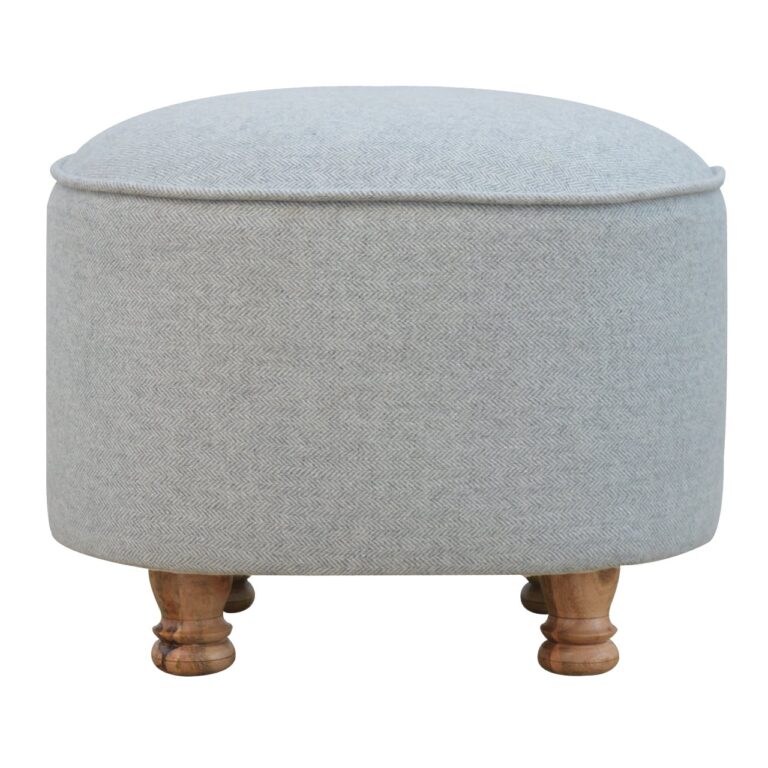 Light Grey Tweed Oval Footstool for resale