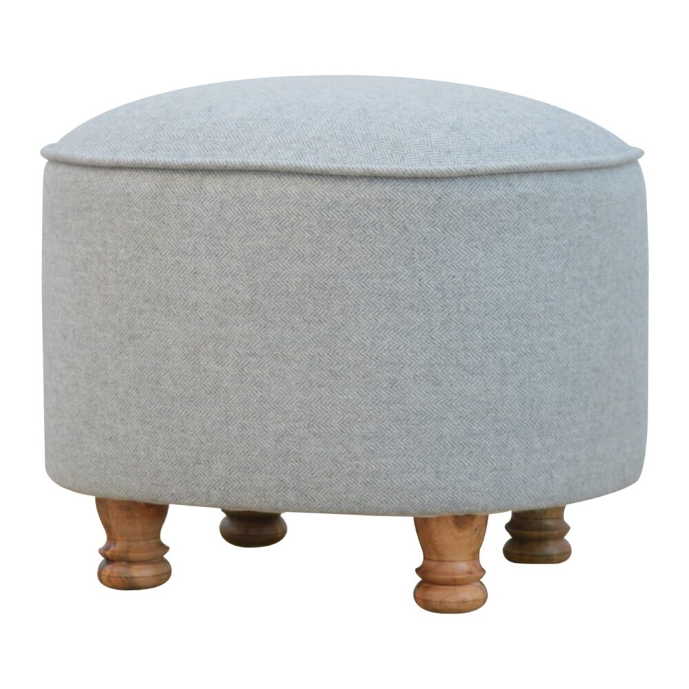 Light Grey Tweed Oval Footstool wholesalers