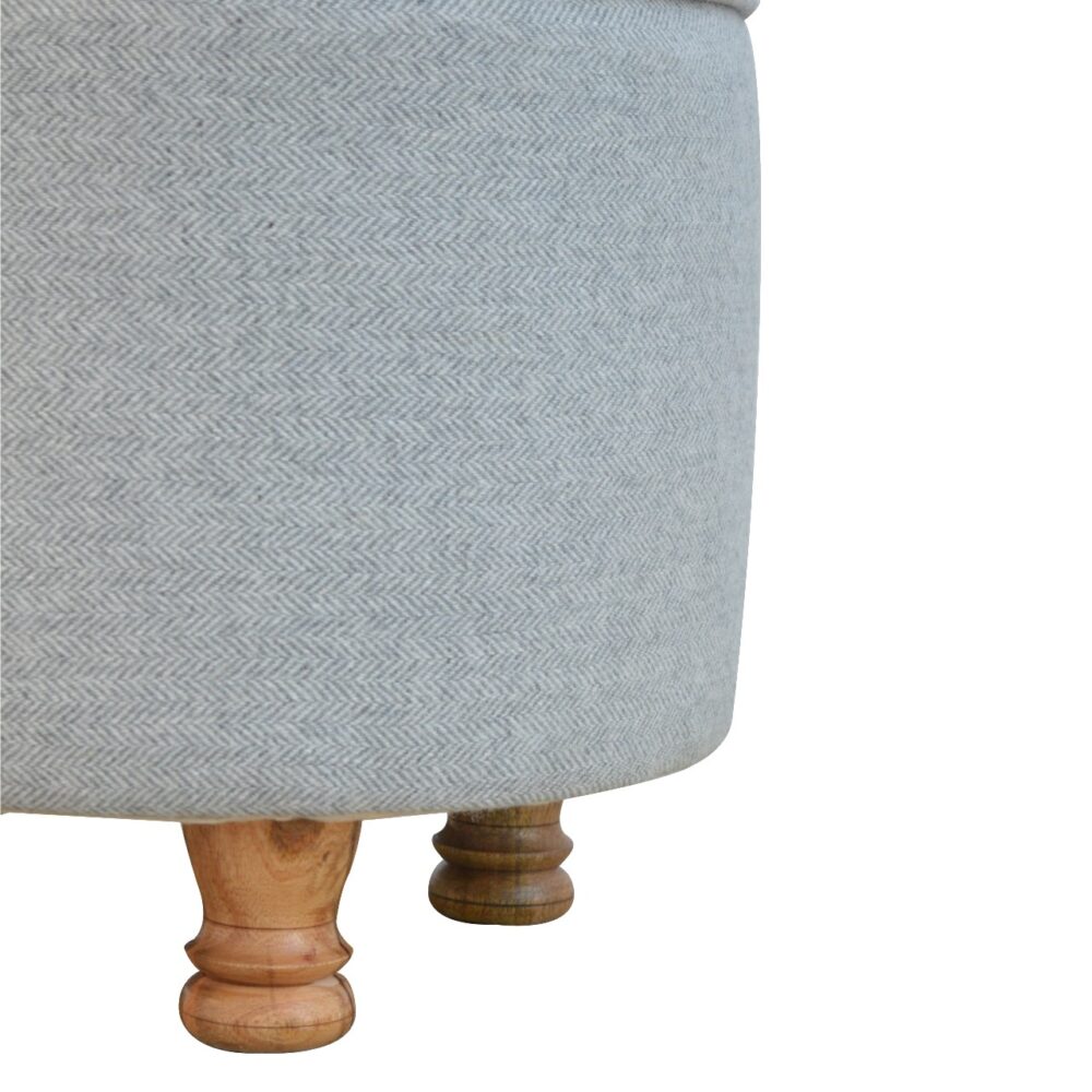 Light Grey Tweed Oval Footstool for resell