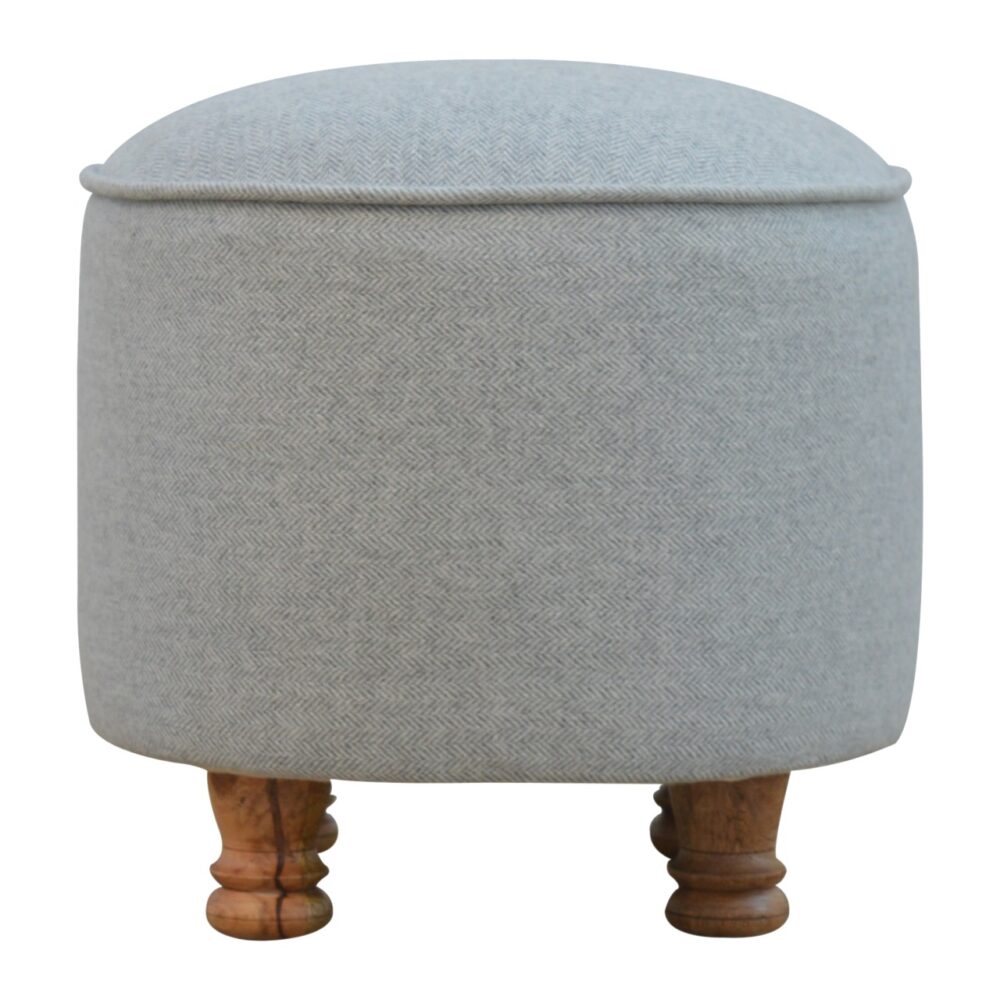 Light Grey Tweed Oval Footstool for reselling