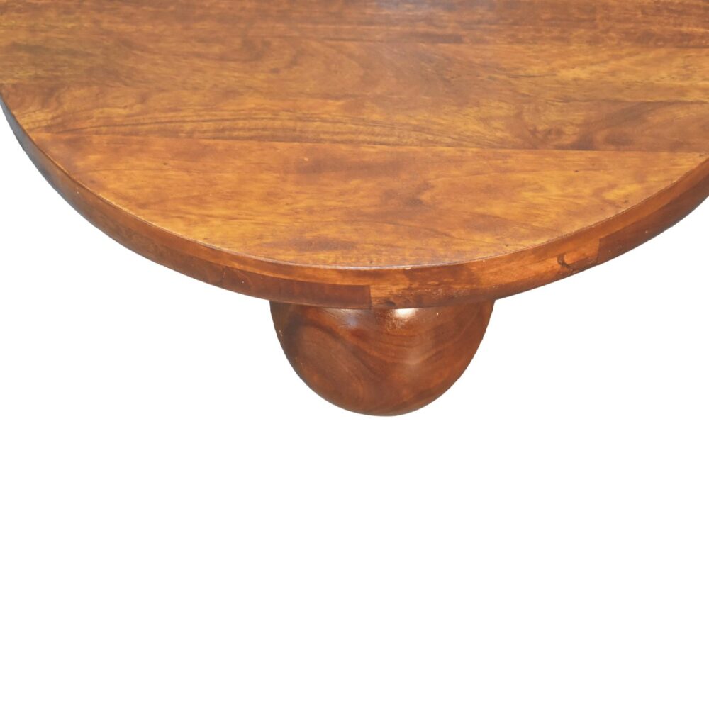 in3573 chestnut central table with ball feet