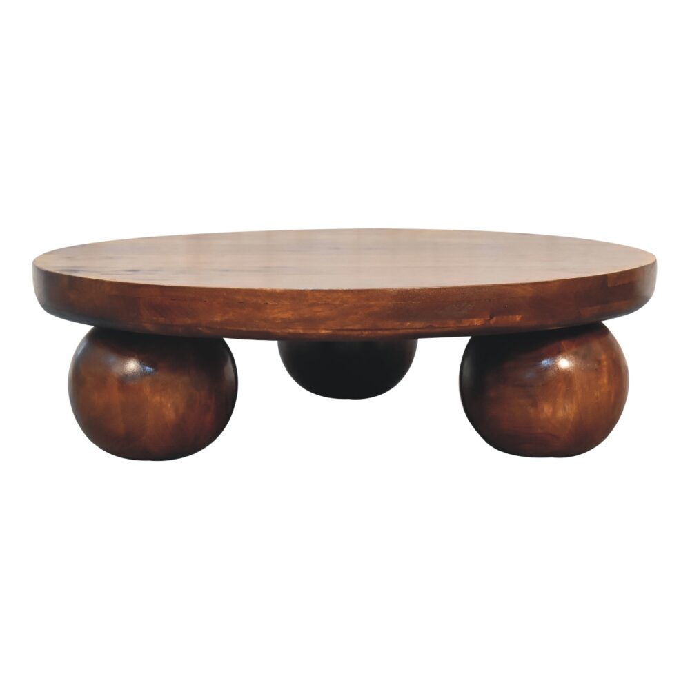 in3573 chestnut central table with ball feet