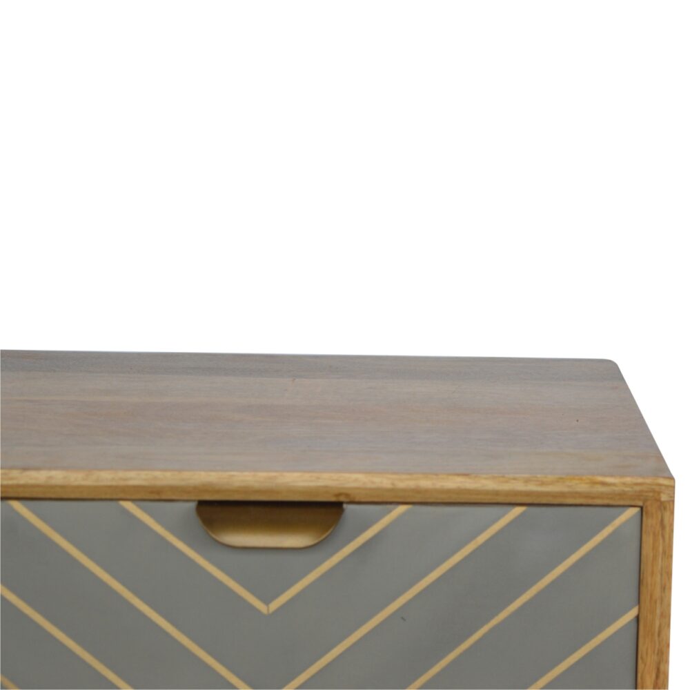 IN374 - Sleek Cement Brass Inlay Bedside with Open Slot dropshipping