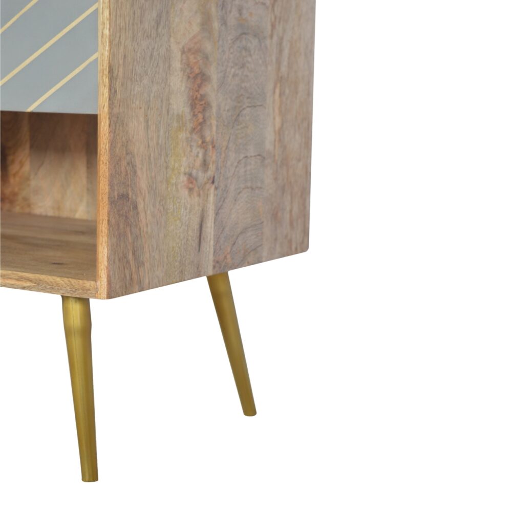 IN374 - Sleek Cement Brass Inlay Bedside with Open Slot for resell