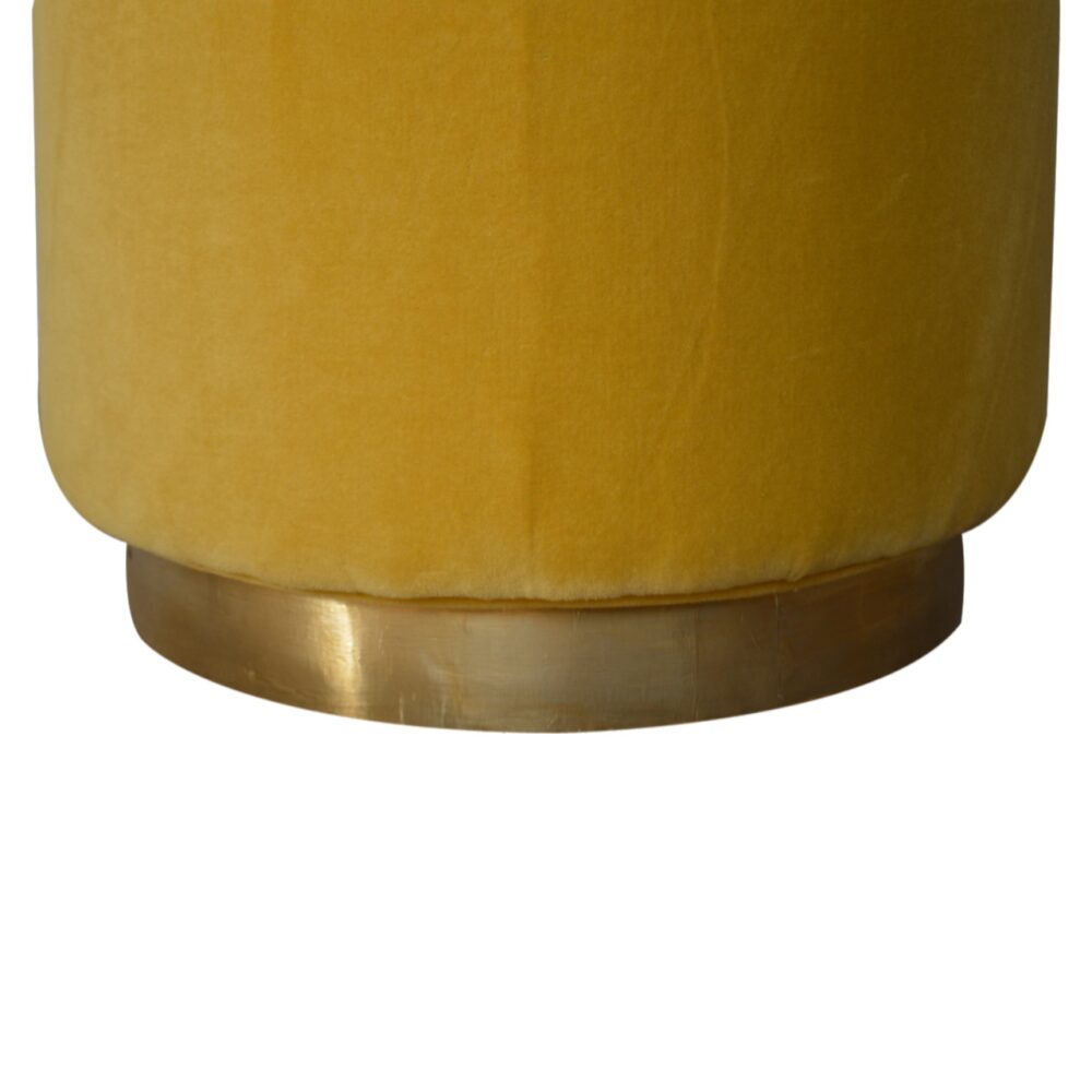 IN818 - Mustard Velvet Footstool with Gold Base for resell
