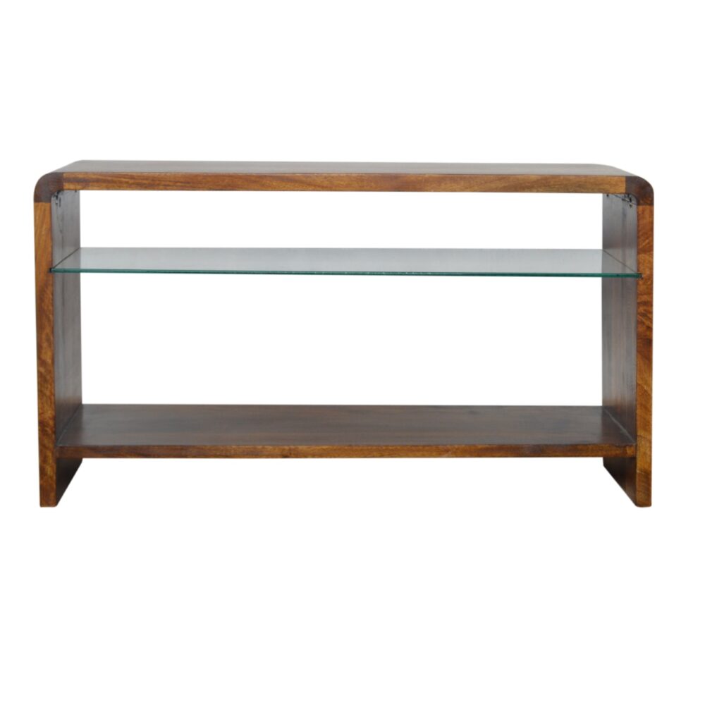 Chestnut Glass Shelf Media Unit wholesalers