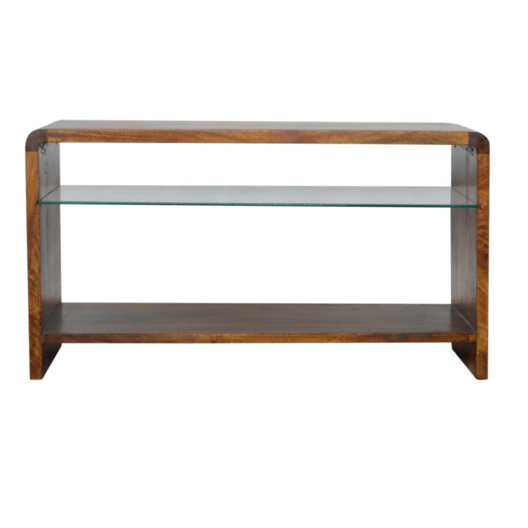 Chestnut Glass Shelf Media Unit for resale