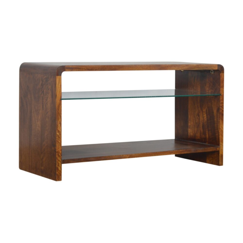 wholesale Chestnut Glass Shelf Media Unit for resale