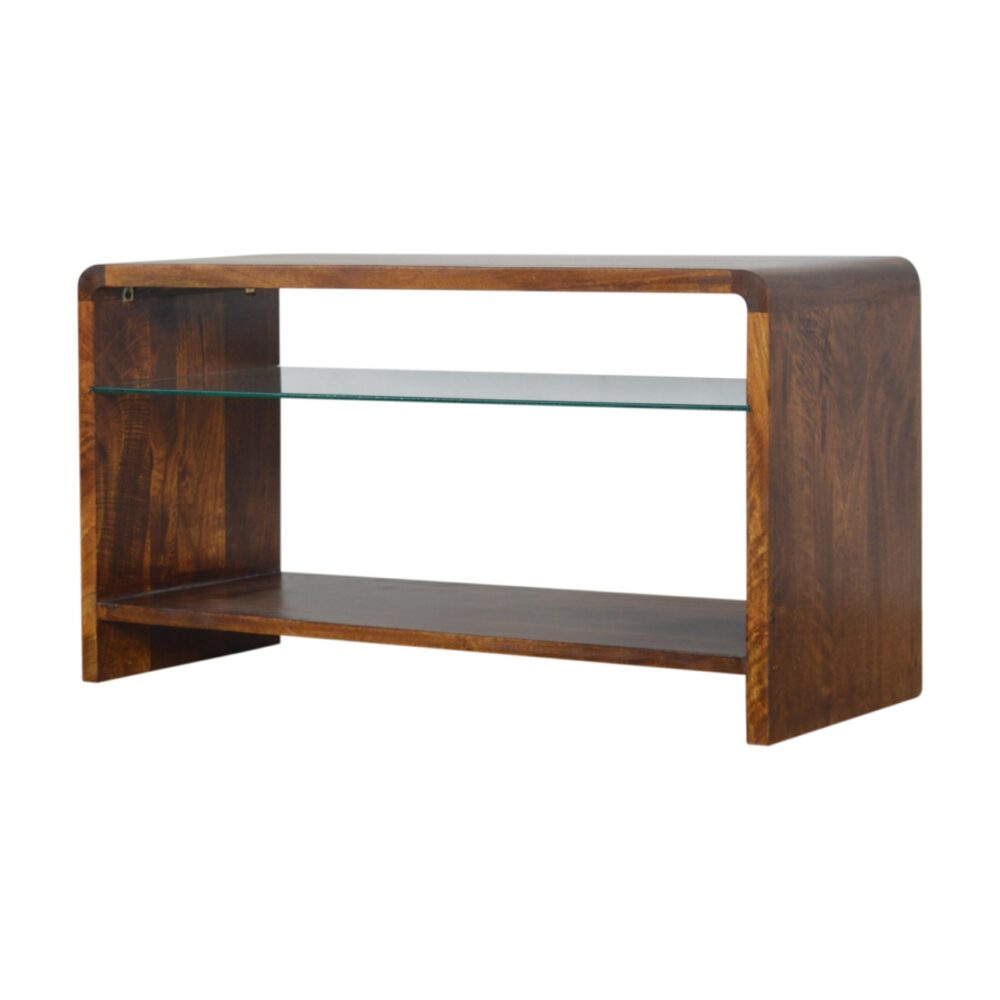 Chestnut Glass Shelf Media Unit dropshipping