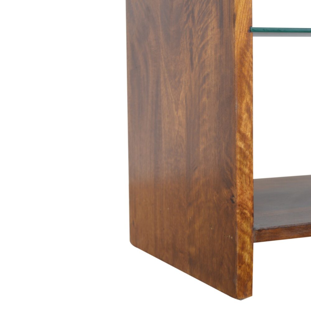 Chestnut Glass Shelf Media Unit for wholesale