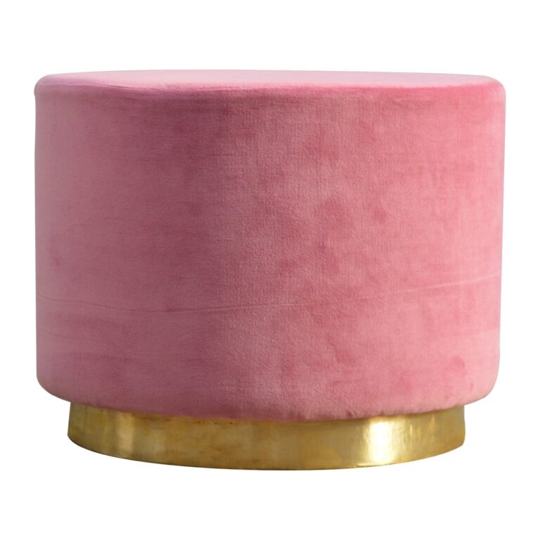 IN426 - Dusty Pink Velvet Footstool with Gold Base for resale