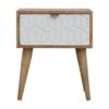 IN446 - Sleek White Carved Bedside for resale