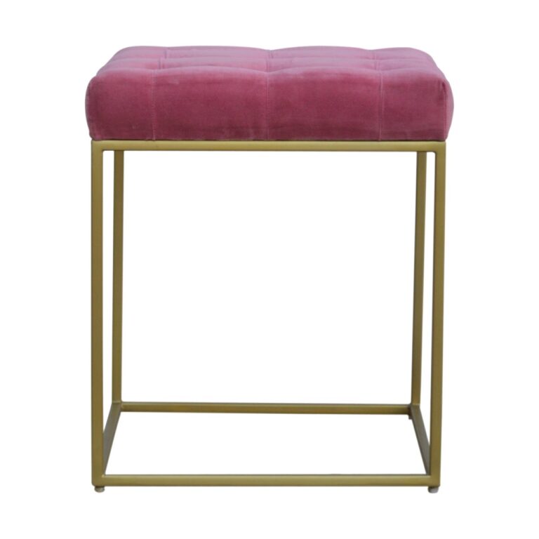 IN462 - Pink Velvet Footstool with Gold Base for resale